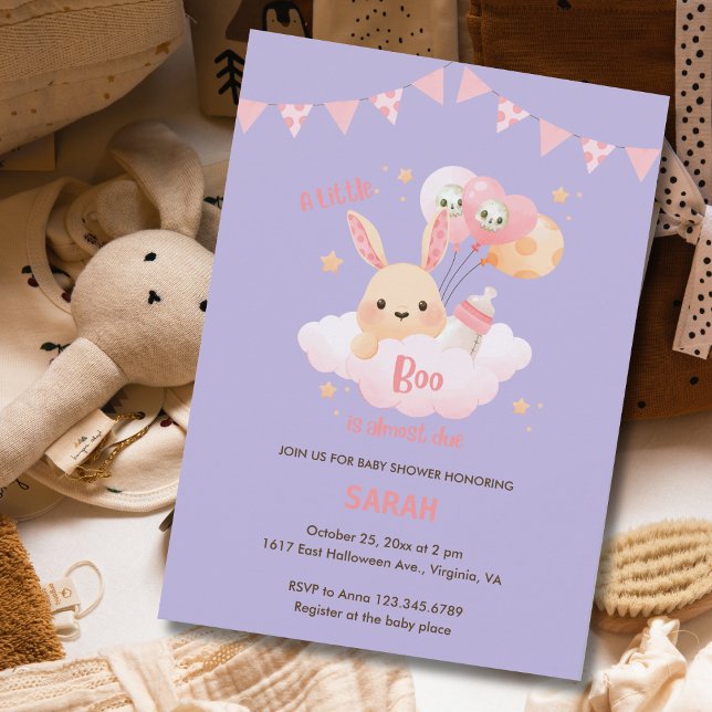 Convites Pequenas Conversas de Bebê do Dia das Bruxas Rosa (Little Boo Pink Halloween Baby Shower Invitations)