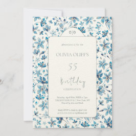 Convites Pequenas Flores Azuis Aniversário A Qualquer Idade