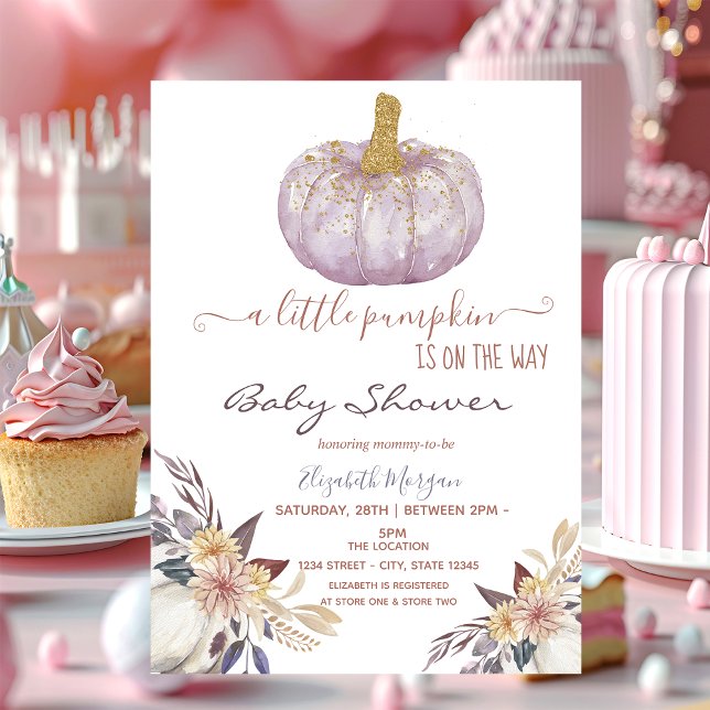 Convites Pequenas Flores de Abóbora Brilhantes Baby Shower  (Criador carregado)