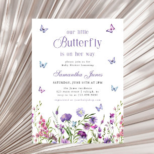 Convites Pequenas Flores Silvestres Borboleta Roxa Chuvinha