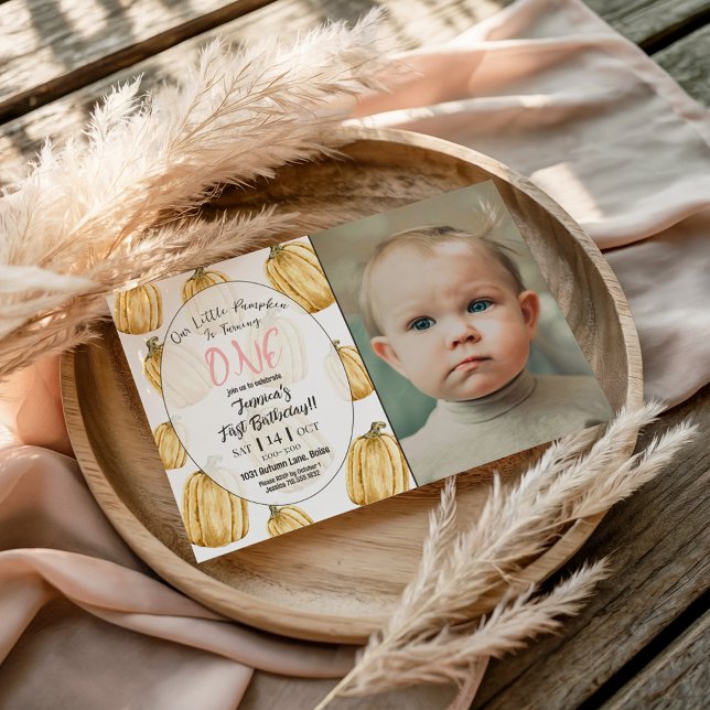 Convites Pequenas Meninas de Abóbora Rosa Querem Foto de An (Criador carregado)