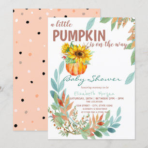Convites Pequenas Pumpkin Girassóis, Folhas, Chá de frald