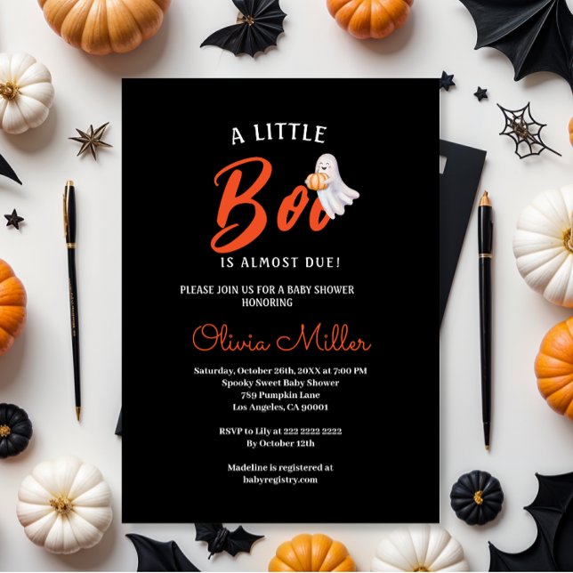 Convites Pequeno Abóbora Boo – Chás de Bebê de Halloween  (Criador carregado)
