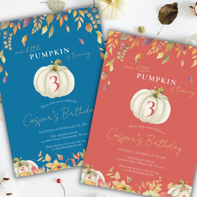 Convites Pequeno Abóbora Pumpkin Cai Aniversário Aquarela A (Criador carregado)