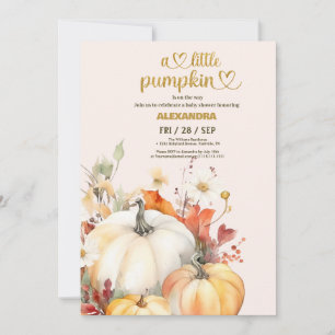 Convites Pequeno abóbora queda aquarela chá de fraldas flor