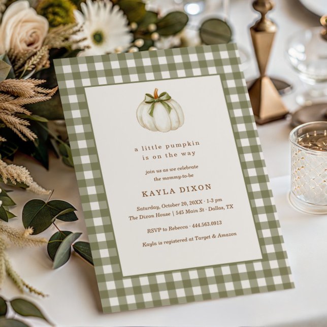 Convites Pequeno Abóbora Verde Sexo Neutro Chá de fraldas (Criador carregado)