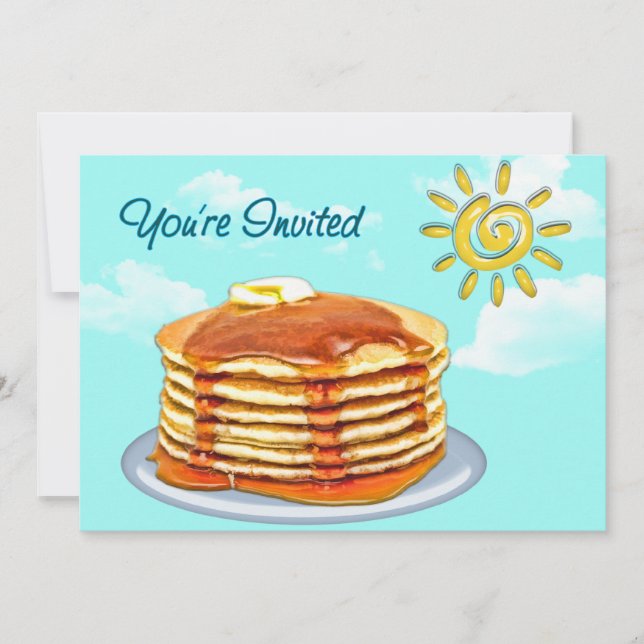 Convites Pequeno almoço Sun da panqueca, céu & nuvens (Frente)