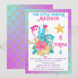 Convites Pequeno Aniversário Dourado da Turquesa Púrpura da