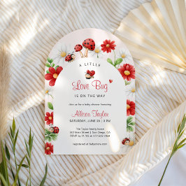 Convites Pequeno Arco Floral de Baby Shower da Ladybug Amor