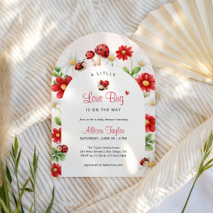Convites Pequeno Arco Floral de Baby Shower da Ladybug Amor