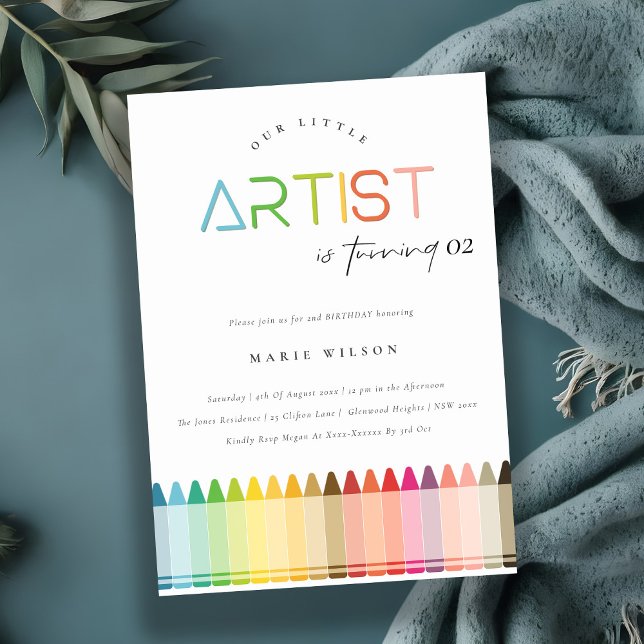 Convites Pequeno Artista Bonito Crayon Arco-Íris Qualquer I (Criador carregado)