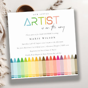 Convites Pequeno Artista Bonito Crayon Diversão Chá de fral