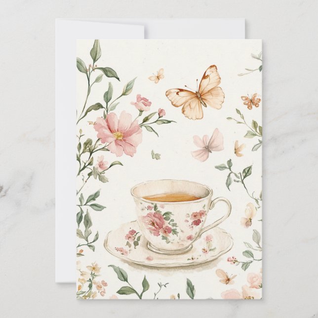 Convites Pequeno Baby Sprinkle Blooms | Blush & Sage (Frente)