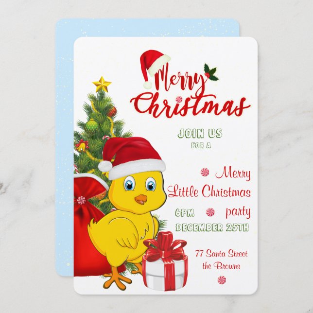 Convites Pequeno Bebê Chicken Natal (Frente/Verso)