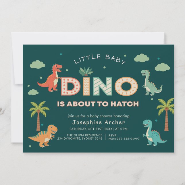Convites Pequeno Bebê Dino Pronto para Chocar Chá de Bebê (Frente)