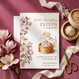 Convites Pequeno Bolinho de Massa Magnólia Floral Menina 1º