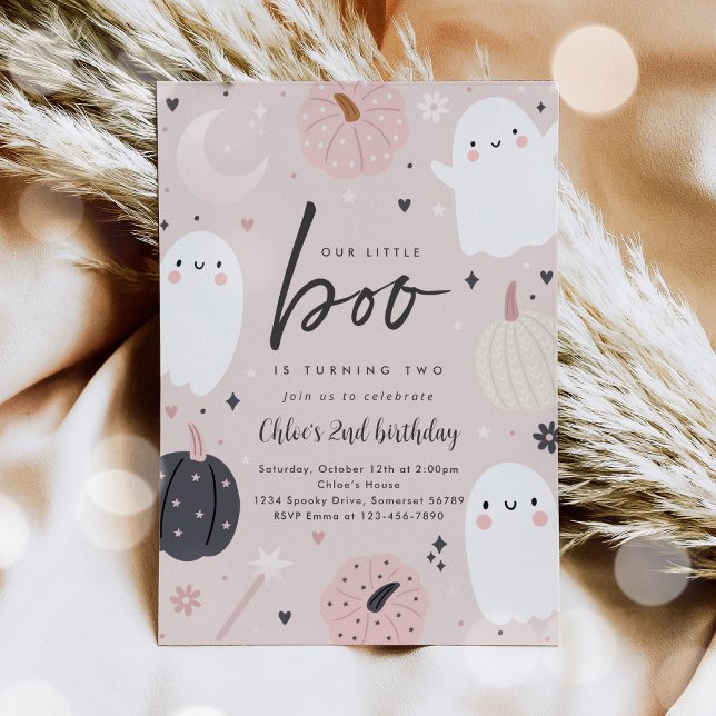 Convites Pequeno Boo Boho Halloween Festa de segundo aniver (Criador carregado)