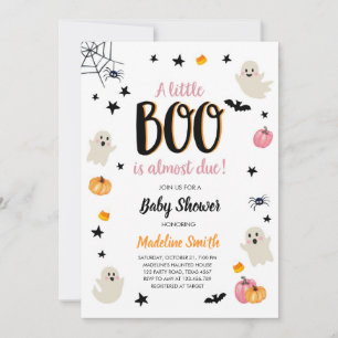 Convites Pequeno Boo Cute Halloween Rosa Chá de fraldas Fa
