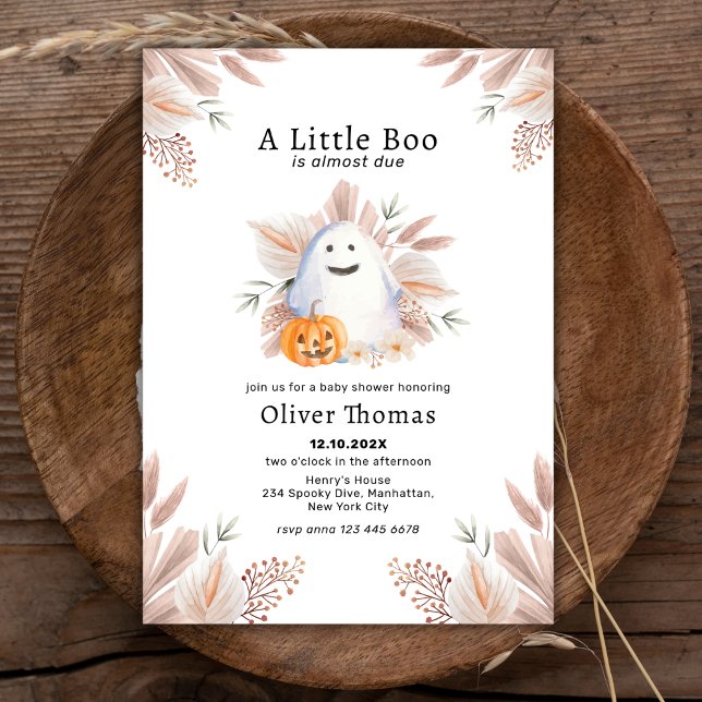 Convites Pequeno Boo Fall Boho Ghost Halloween Chá de frald (Little Boo Fall Boho Ghost Halloween Baby Shower Invitation)