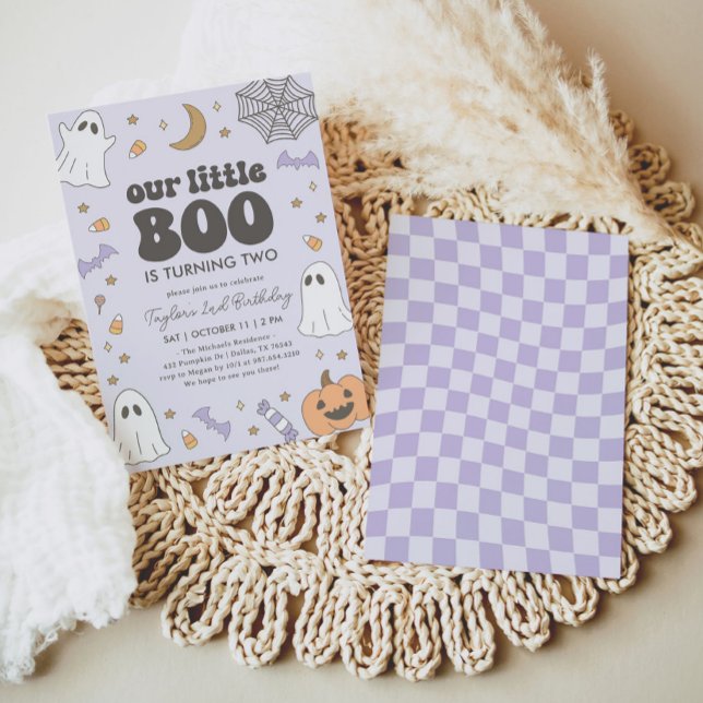 Convites Pequeno Boo Halloween Aniversário (Criador carregado)