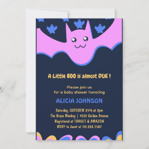 Convites Pequeno boo Morcego fofo Chuveiro de bebê de Hallo