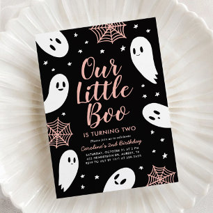 Convites Pequeno Boo Rosa Fantasma Aniversário de Halloween