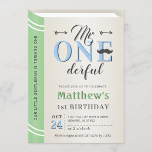 Convites Pequeno cavalheiro Sr. Onemagro 1rua Primeiro Aniv