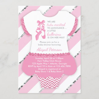 Convites Pequeno Chá Ballerina Convide, Tutu, Faux Glitter