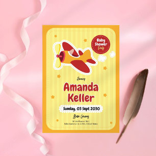 Convites Pequeno Chá de fraldas Amarelo