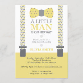 Convites Pequeno Chá de fraldas, Amarelo, Cinza