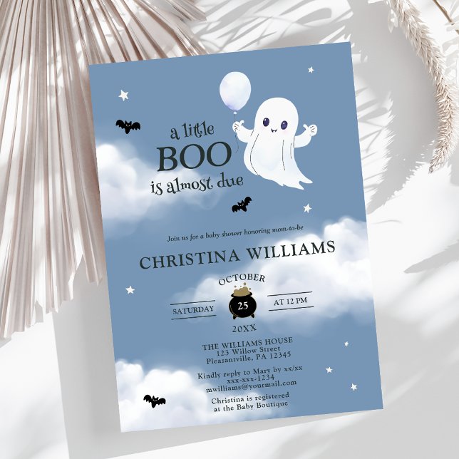 Convites Pequeno Chá de fraldas Azul Fantasma do Boo Hallow (Criador carregado)