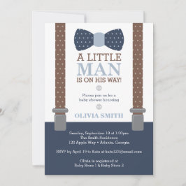 Convites Pequeno Chá de fraldas, Azul, Marrom