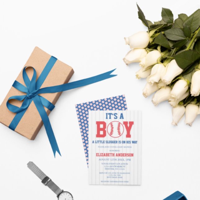 Convites Pequeno Chá de fraldas Baseball Boy (Criador carregado)