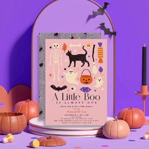Convites Pequeno Chá de fraldas Boo Halloween Motifs Pink G