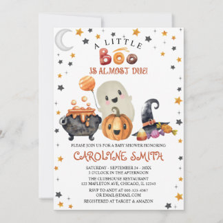 Convites Pequeno Chá de fraldas Boo Halloween Pumpkin