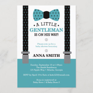 Convites Pequeno Chá de fraldas Cavalheiro Convide, Teal, P