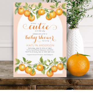 Convites Pequeno Chá de fraldas Citrus Orange Clementine