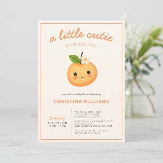 Convites Pequeno Chá de fraldas Cutie (Em pé/Frente)