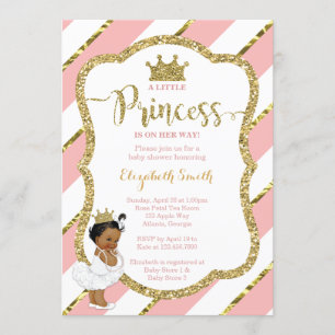 Convites Pequeno Chá de fraldas da Princesa Convide, Faux G