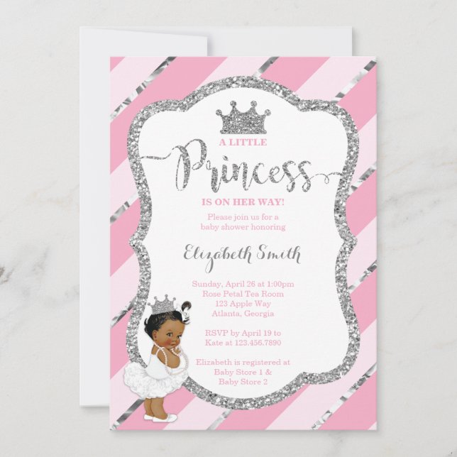 Convites Pequeno Chá de fraldas da Princesa Convide, Faux G (Frente)