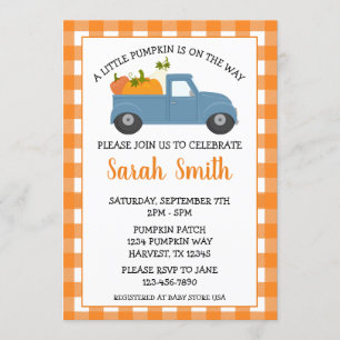 Convites Pequeno Chá de fraldas de Abóbora