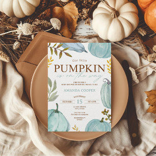 Convites Pequeno Chá de fraldas de Abóbora Azul