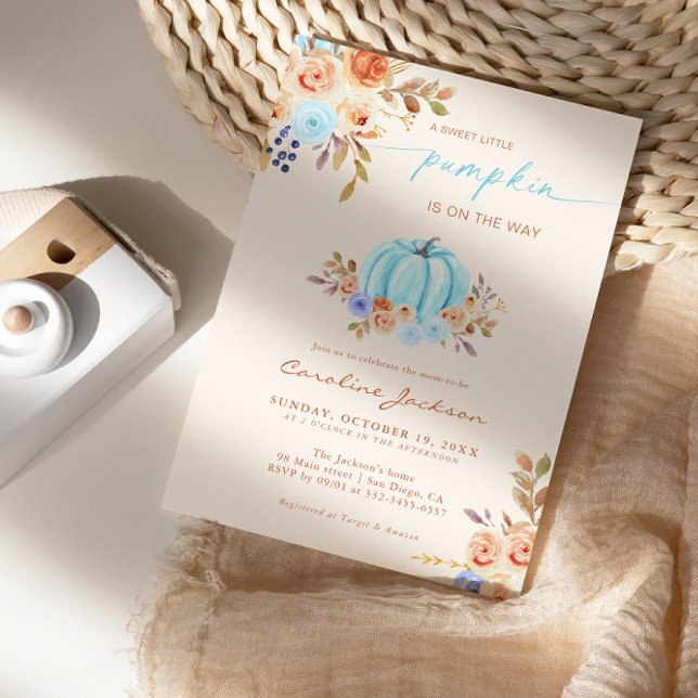 Convites Pequeno Chá de fraldas de Abóbora Blue Boy (Criador carregado)