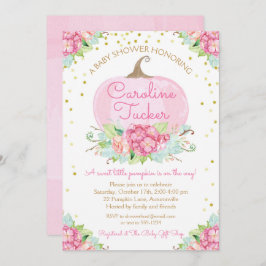 Convites Pequeno Chá de fraldas de Abóbora Cor de Água Rosa