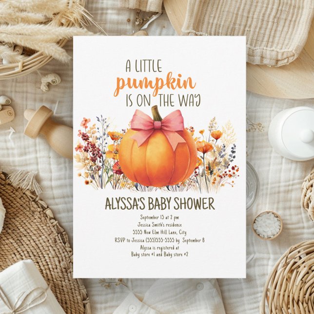 Convites Pequeno Chá de fraldas de Abóbora de Outono (Little pumpkin baby shower invitation)