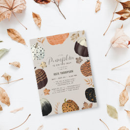 Convites Pequeno Chá de fraldas de Abóbora Pintado a Queda 