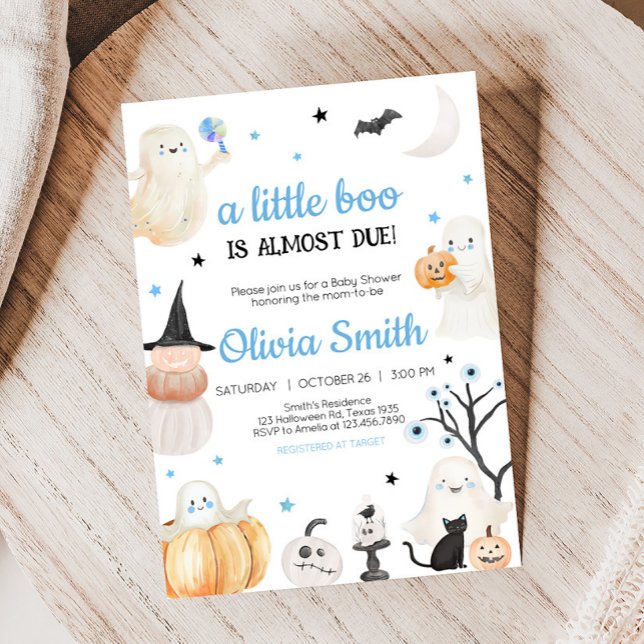 Convites Pequeno Chá de fraldas de Boo do Dia das Bruxas (A Little Boo Baby Shower Invitation)
