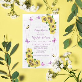 Convites Pequeno Chá de fraldas de borboleta