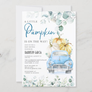 Convites Pequeno Chá de fraldas de Caminhão Azul Pumpkin