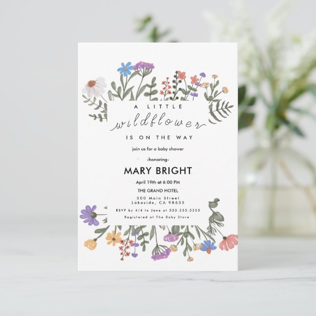Convites Pequeno Chá de fraldas de Campo de Tema Wldflower (Em pé/Frente)